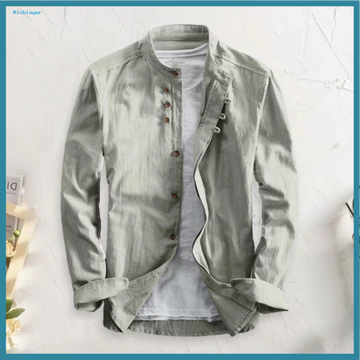 Áo Sơ Mi Nam Nút Áo Sơ Mi Nam Thu Đông Dày Tay Áo Sơ Mi Áo Sơ Mi Đứng Cổ Đơn Áo Cardigan Mềm Mại Ấm Áp Retro Slim Fit Dài Vừa Vặn Áo Sơ Mi Công Sở Thường Ngày