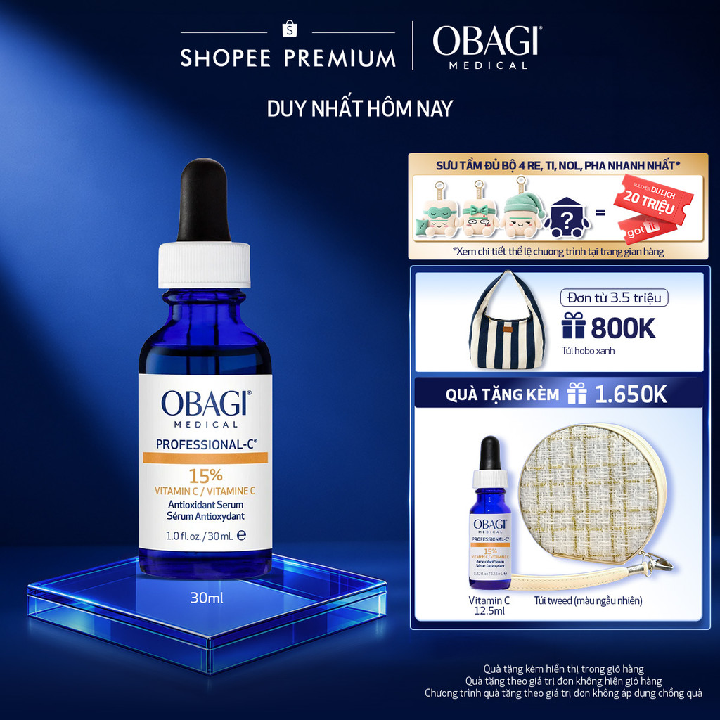 [VOUCHER SVIP 20%] Serum Vitamin C 15% Dưỡng Sáng Da & Chống Oxy Hóa Obagi Professional-C 30ml