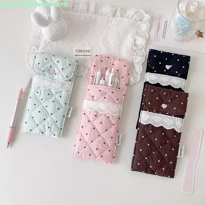 Túi đựng bút phong cách Hàn Quốc JEWE, Hộp đựng văn phòng phẩm để bàn Hộp đựng bút chì Y2k Dots, Túi đựng mỹ phẩm Túi đựng văn phòng phẩm vải dung tích lớn đa chức năng đơn giản Văn phòng phẩm