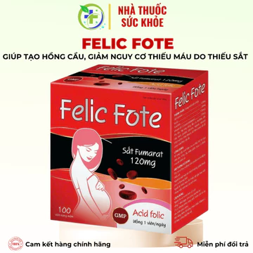 Viên uống Felic fote - Bổ sung sắt, acid folic, giảm nguy cơ thiếu máu do thiếu sắt (H/100 viên)