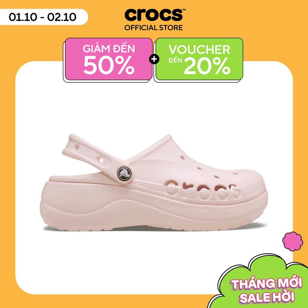 Giày Clog Nữ Crocs Baya Platform - Barely Pink - 208186-6PI