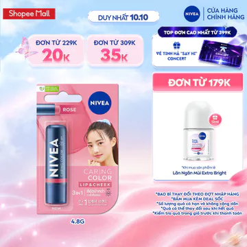 Son Dưỡng Có Màu NIVEA Sassy Red Đỏ Quyến Rũ/Hồng Đào Ngọt Ngào4.8g/4.9g / Son Dưỡng Hồng Môi - 88058/93408
