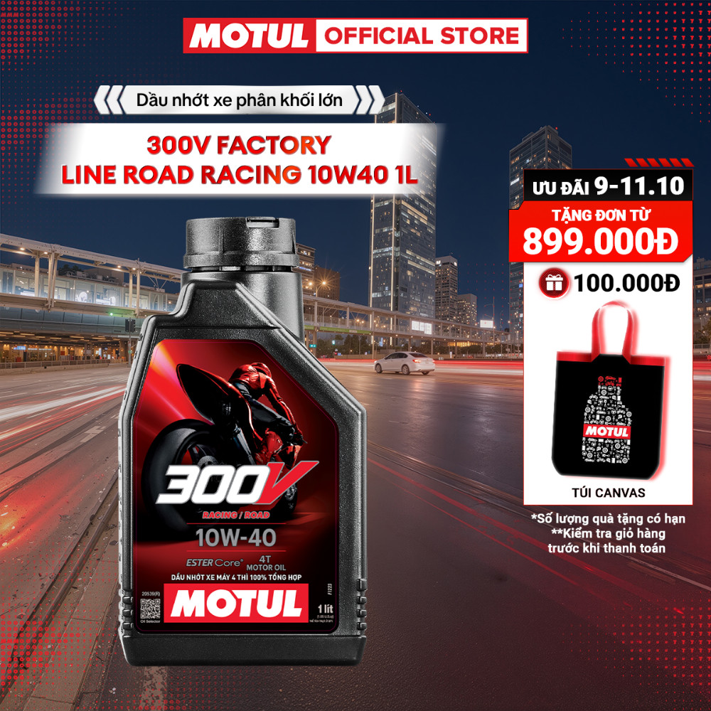 Dầu nhớt xe phân khối lớn MOTUL 300V FACTORY LINE ROAD RACING 10W40 1L