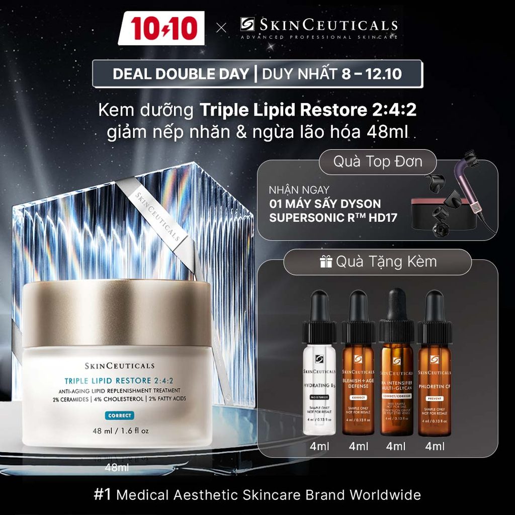 Kem dưỡng ẩm sâu,ngăn ngừa lão hóa,phục hồi bảo vệ hàng rào da căng mịn Skin Ceuticals Triple Lipid Restore 2:4:2 48ml