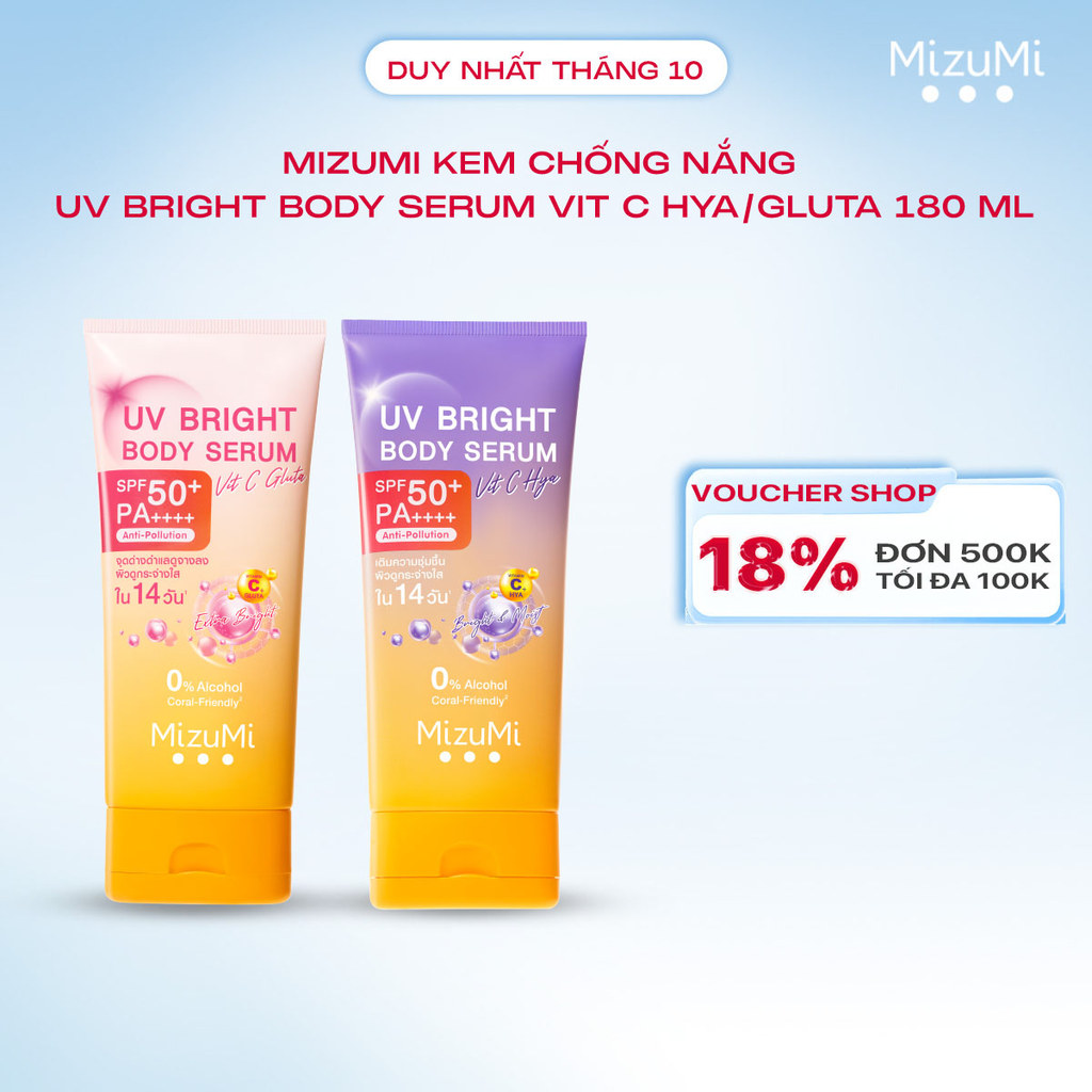 MizuMi Kem Chống Nắng UV Bright Body Serum Vit C HYA/GLUTA 180 ml