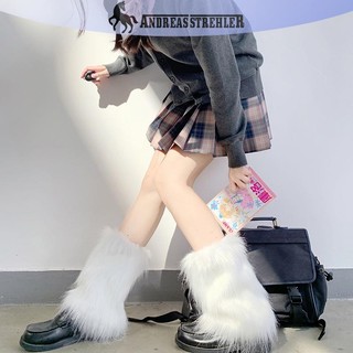 Onetimingfine Trắng Giả Chân Ấm Áp Boot Cover Y2K Goth Chân Chắc Chắn Tất Punk Dài Đến Đầu Gối Thời Trang Ấm Tất VN