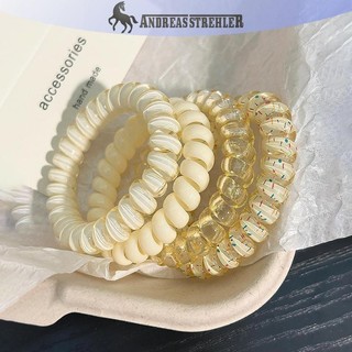 Onetimingfine 4 Dây Buộc Tóc Xoắn Ốc Nữ Dây Điện Thoại Dây Tóc Dây Đàn Hồi Dây Cao Su Scrunchies Mũ Phụ Kiện Tóc VN