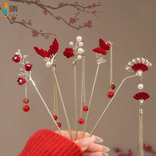 Kẹp tóc hợp kim nữ với tua rua, hoa văn tinh xảo, phù hợp đám cưới và áo dài truyền thống