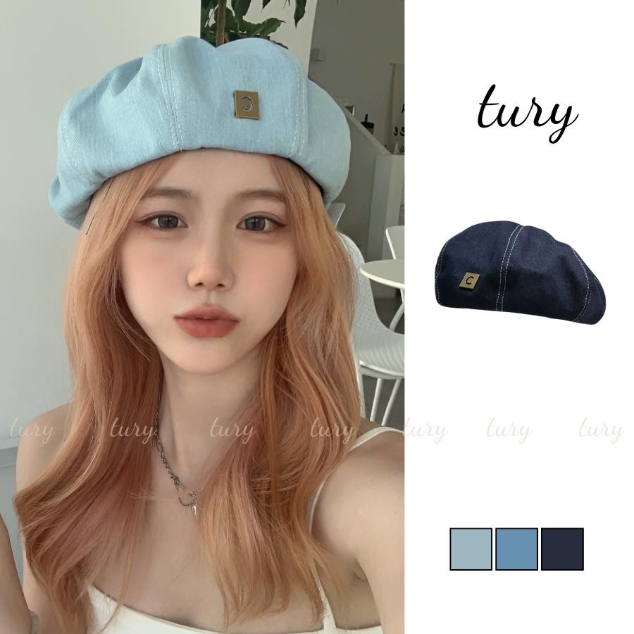 Mũ Beret Unisex Nam Nữ - Tury - Mũ Nồi Unisex Phối Tag Da Chữ C Vintage Cổ Điển - MN077