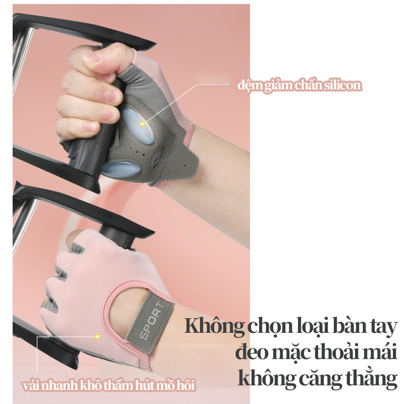 Găng Tay Tập Gym Chất Lượng Cao,Thiết kế đệm khí chống trượt, thoáng khí và bền，chống chai tay
