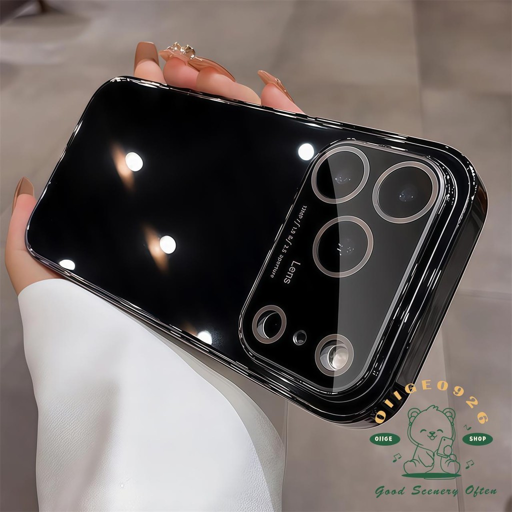 【 Ốp lưng iPhone17 】 Vỏ điện thoại mạ kính pha lê đá màu cam iphone17 Pro Max 16 15 14 13 cho vỏ iPhone Vỏ mềm silicon TPU chống sốc