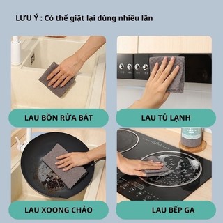 Cuộn 25 Khăn lau bếp, lau đồ vật đa năng, chất liệu than tre màu xám, tái sử dụng nhiều lần