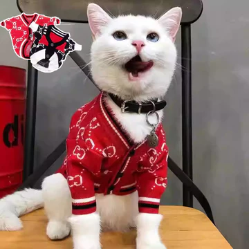 Mùa Đông Nam Mèo Quần Áo Thời Trang Chó Giáng Sinh Áo Len Đỏ Chó Trang Phục Năm Mới Pomeranian Quần Áo Ấm Mèo Con Chó Con Áo Khoác