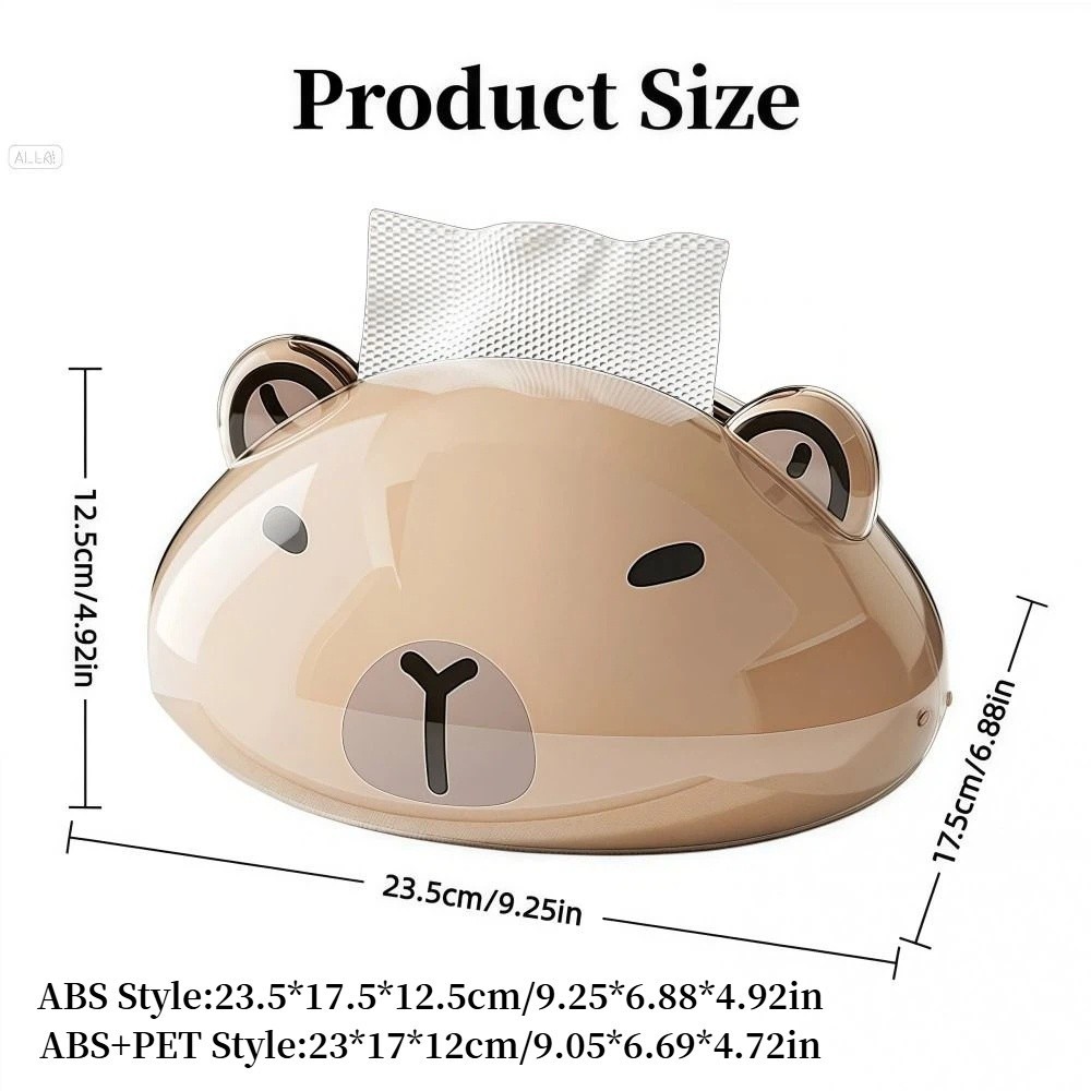 Hộp đựng khăn giấy Capybara CHEESELY, Hộp đựng khăn giấy từ tính chiết xuất, Phim hoạt hình dễ thương Dung tích lớn Hộp giấy vệ sinh mịn màng Trang trí nội thất