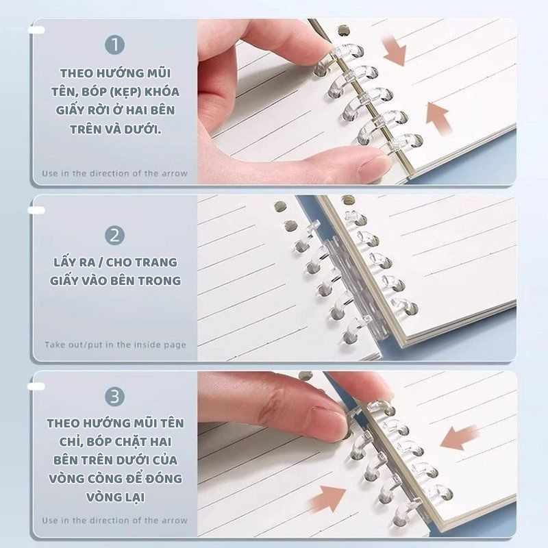 Sổ Còng Pastel B5 120 Trang – Sổ Tay Planner, Sổ Ghi Chép Học Sinh, Vở Còng Tháo Rời Có 5 Màu