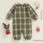 Bé Giáng Sinh Kẻ Sọc Áo Liền Quần Cây Chó Thêu Cổ Búp Bê Dài Tay Jumpsuit