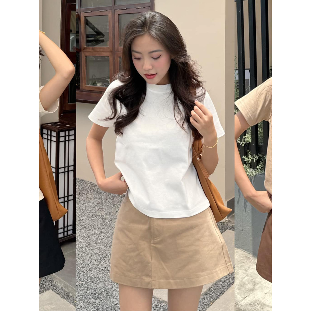Áo thun Baby Tee RAGLAN trơn, Áo phông nữ siêu đẹp chất thun Cotton 100% xịn sò - A195
