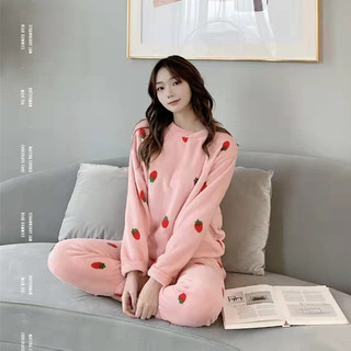 Bộ Đồ Ngủ Nhung San Hô Dày Cho Thu Đông, Phong Cách Nhật Bản Dễ Thương