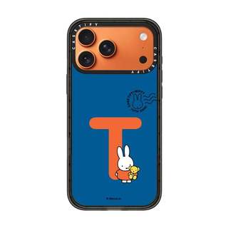 CASECASE X Miffy Custom Initial-T Case Black Edge Clear Hard Từ Hút Tác Động Cho Apple IPhone 12 13 14 15 16 17 Pro Max Air Plus Có Hộp
