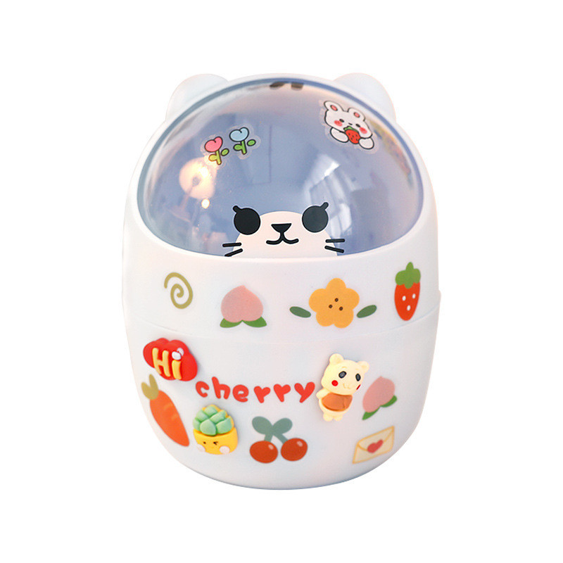 Thùng rác mini gấu để bàn học sinh, lưu trữ văn phòng