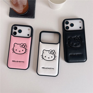 Ốp điện thoại in nổi 3D Kuromi Kitty hoạt hình dễ thương cho iPhone 17 16 15 13 14 Pro Max 17Promax