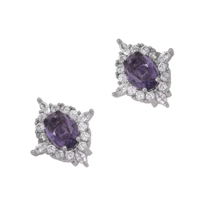 Niki Twist Lock Tai nghe Dây buộc Purplee Đá quý tổng hợp Giọng Đế kim loại chống ăn mòn phổ biến cho Ea