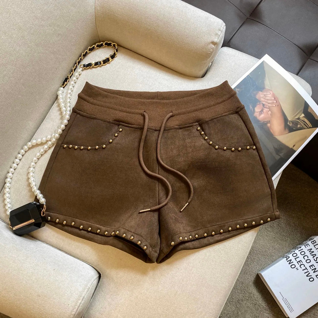 Milyfashion Quần Short Retro Ôm Chữ A, Phù Hợp Thu Đông 2025