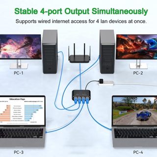 Ethernet Switch 4 Adapter Lan Mạng Gigabit RJ45 Cổng an toàn 1000Mbps Bộ 1Ra Chia mới Internet Splitter