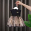 Bé Gái Đen Ruffle Tay Đầm Ghép Ngôi Sao Lấp Lánh Lưới Ngọt Ngào Đầm Dự Tiệc Trẻ Em Trang Phục Mùa Hè
