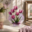 FUZOU Tulip Vật Trang Trí, Đồ Trang Trí Để Bàn Acrylic Phẳng 2D, Cây Trang Trí Nhà Thu Nhỏ Để Bàn Hoa Đứng Trang Trí Bàn Làm Việc