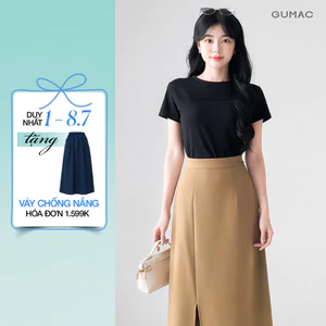 Áo Thun Nữ GUMAC Form Ôm Cổ Tròn Cuốn Biên Chất Thun Gân Co Giãn Thời Trang LATF0911