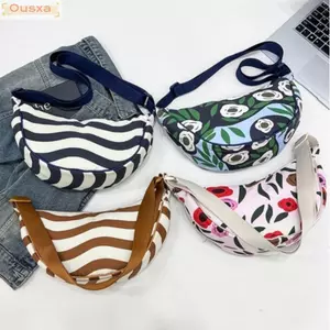 Ba lô Nylon OUSXA, Túi đeo chéo sọc nhỏ, Dây đeo có thể điều chỉnh dung tích lớn Túi thắt lưng phong cách Nhật Bản dành cho nữ