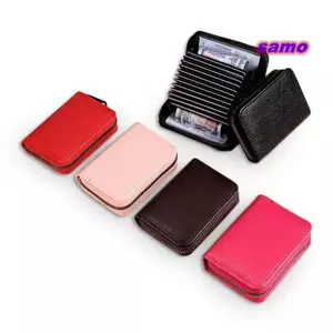 SAMO Ví Doanh Nghiệp Nhỏ, Da PU 11 Khe Cắm Thẻ Organ, RFID Chặn Chống Trộm Dây Kéo Ví Nam Nữ