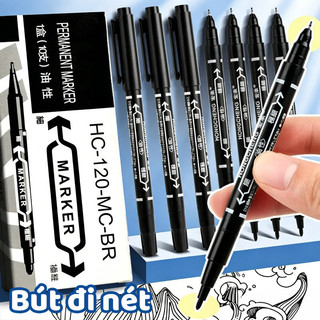 Bút Lông Dầu 2 Đầu Mực Đen/Đỏ Bút Đánh Dấu, Nước Siêu Nhanh Khô Tranh Vẽ Mỹ Thuật Cao Cấp