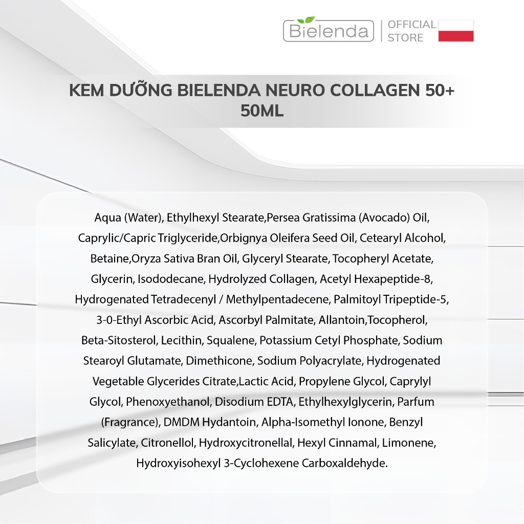 Kem dưỡng Bielenda Neuro Collagen 50+ dưỡng ẩm sâu, nâng cơ, làm mờ nếp nhăn 50ml
