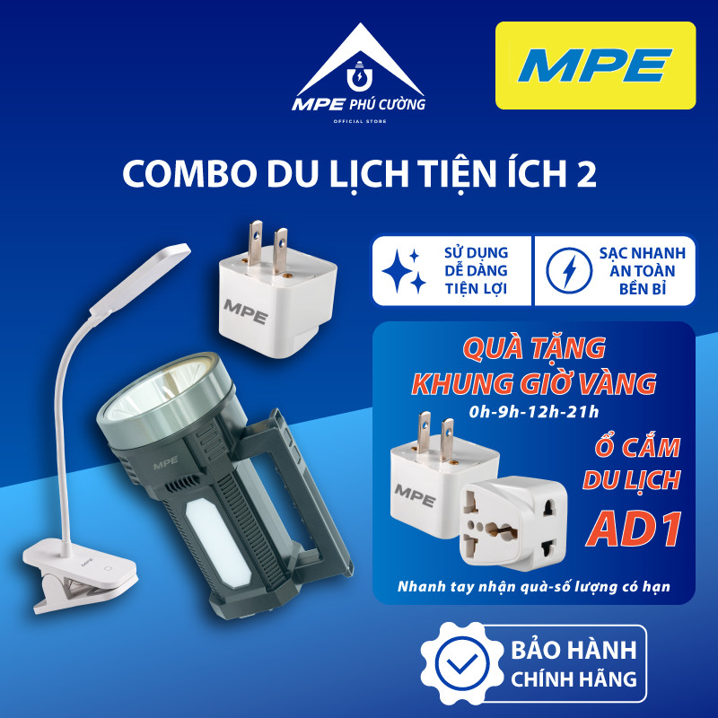 (CHÍNH HÃNG) COMBO DU LỊCH KẾT HỢP Ổ CẮM DU LỊCH, ĐÈN BÀN ĐA NĂNG DẠNG KẸP, ĐÈN PIN ĐA NĂNG