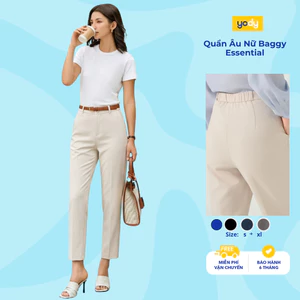 Quần âu nữ Yody chun lưng, dáng baggy hiện đại, quần straight essential ít nhăn TRA WOTR26A011