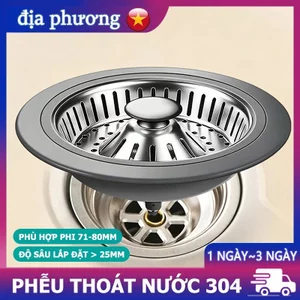Bộ Lọc Rác Bồn Rửa Chén Inox 304 Bản Nâng Cấp / Lõi Lò Xo Nảy Nhạy Chống Rỉ Sét Phù Hợp Lắp Đặt Độ Sâu Trên 25mm