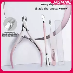 JASMINE 4 Chiếc Chuyên Nghiệp Nail Cuticle Kéo Thép Không Gỉ Làm Móng Tay Móng Chân Tông Đơ Đẩy Da Chết Kéo Nipper Clipper Tool JASMINE