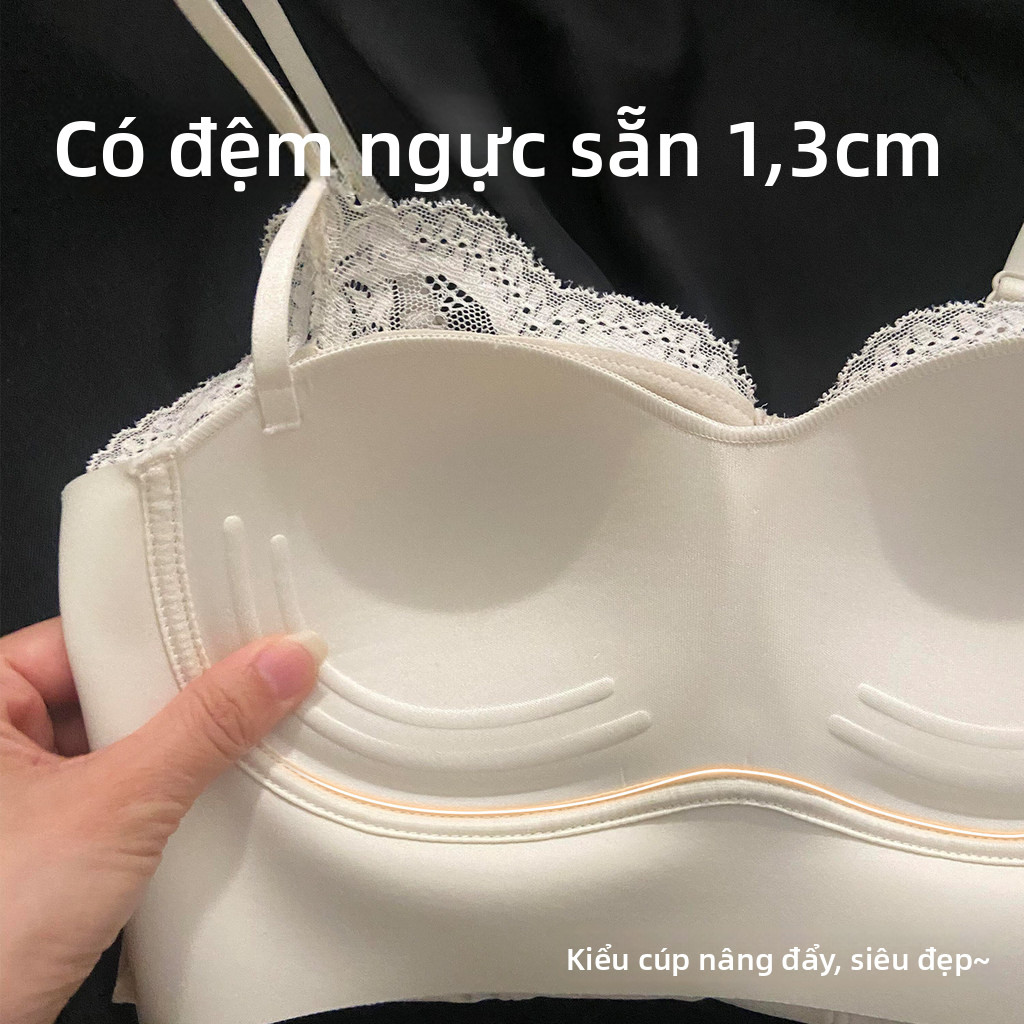 Áo Vest ren kiểu Pháp | Đi kèm với miếng đệm ngực Áo ngực dễ thương Áo ngực đẹp lưng Sling Ngắn mỏng hơn Nhìn mỏng hơn Cốc cố định Chống chói Tinh khiết Desire Phong cách Mặc hẹn hò Hàn Quốc Bên ngoài bên trong Hai