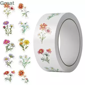 TUYỆT VỜI 500 Cái / Cuộn Phong Bì Hoa Niêm Phong Nhãn, Nhãn Dán Hoa Cúc Chống Thấm Nước Nhiều Màu, Đề Can DIY Đa Năng Bình Nước