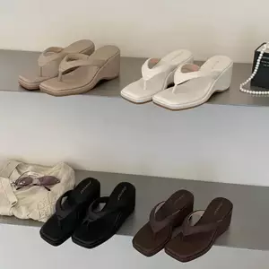 TT Thời Trang Mũi Vuông Flip-Flops Nữ Mùa Hè Đế Dày Phù Hợp Với Giày Sandal Nhỏ Giày Đi Biển