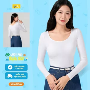 Áo thun nữ tay dài YODY cổ rộng mềm mại, thông thoáng, an toàn cho da ATN7025