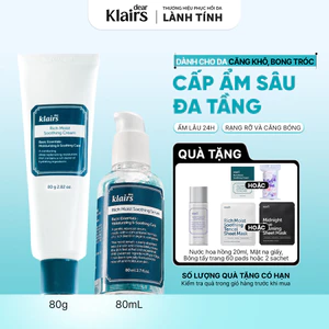 Combo Tinh chất Dear, Klairs Rich Moist Soothing Serum 80ml + Kem dưỡng Dear, Klairs Rich Moist Soothing Cream 80g [FS]