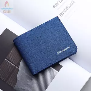 Ví nam GILL, Hộp đựng thẻ bền màu trơn, Túi đựng tiền bằng vải Canvas thời trang Ví đựng tiền xu Túi ly hợp