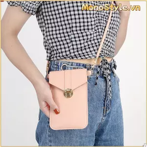Ví điện thoại màn hình cảm ứng MONOSTYLE, Túi xách đeo vai di động đa chức năng, Dây đeo bằng da PU có móc đóng Túi đựng điện thoại di động