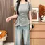 Áo thun ngắn tay màu trơn xếp li kiểu Pháp mùa hè Slim-Fit Chic High-End Commuter Gentle All-Match Ni