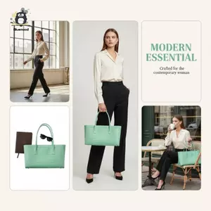 Túi da in hình cá sấu Dung tích lớn Túi xách màu xanh lá cây Ly hợp Bule từ tính cho văn phòng hàng ngày Mới