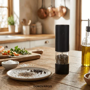 Máy Xay Muối Điện DONOVANQQ, Lõi Mài Chắc Chắn Cấu Trúc Nhỏ Gọn Máy Xay Tiêu, Có Thể Điều Chỉnh Độ Thô Tự Động Chế Độ Làm Việc Máy Xay Gia Vị Dung Tích Lớn Làm Thực Phẩm
