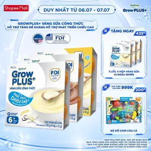 Combo mix 3 lốc GrowPLUS+ Váng sữa Sữa non Immunel Hỗ trợ tăng đề kháng& Cao lớn vượt trội (55g x12 hộp)